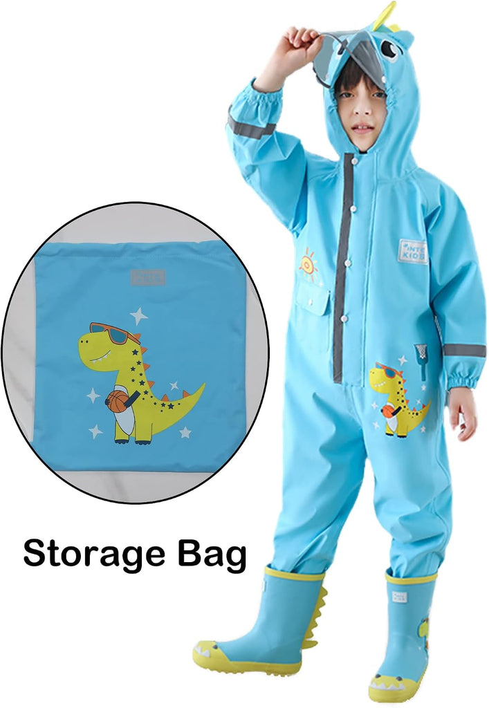 Kids Toddler Boys Girls Rain Suit Waterproof One Piece Coverall
