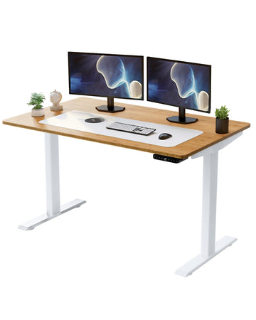 UP dual motor electric standing desk 60x30" black bamboo desktop premium ergonomic adjustable height sit stand up