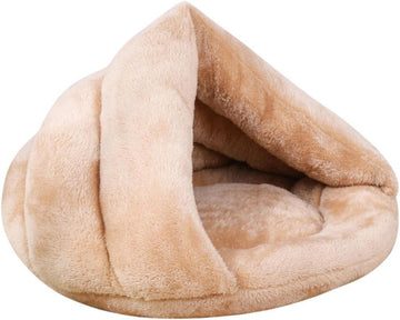 Plush Dog Bed Warm Semi Enclosed Sleeping House for Rest