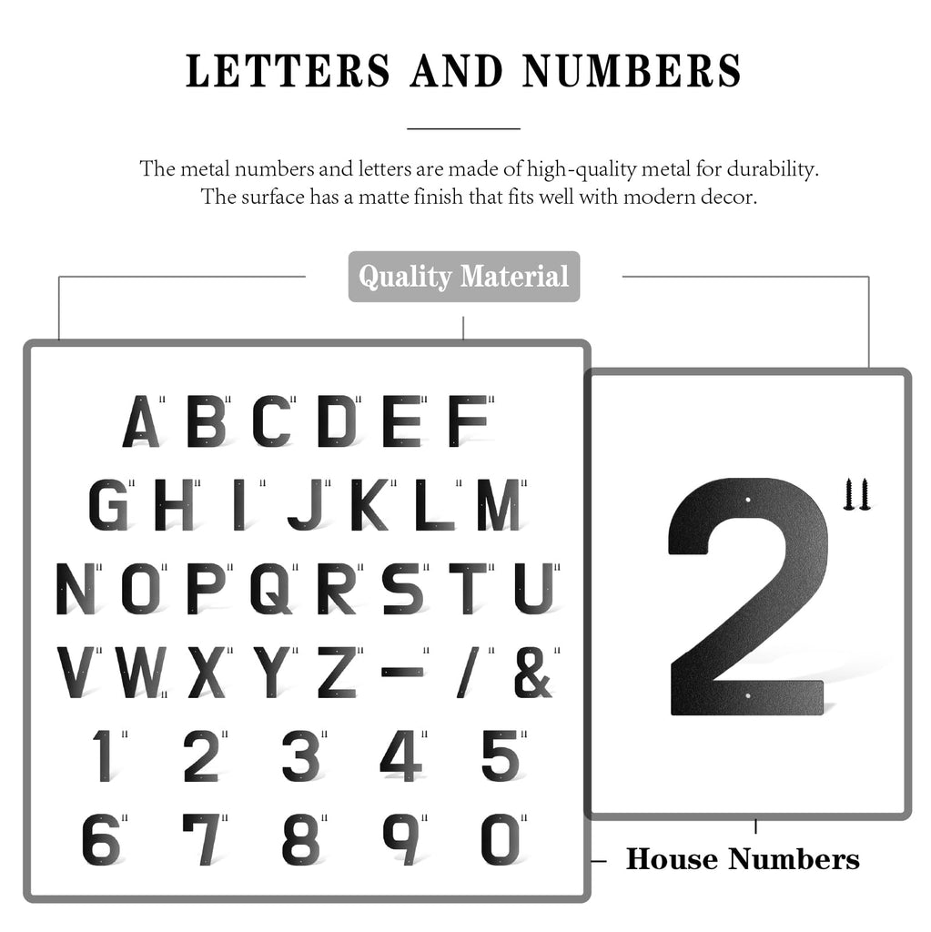 20 Inch Metal House Numbers, Metal Letters, House Address Numbers for Outside, Black Modern Home Address Door Numbers