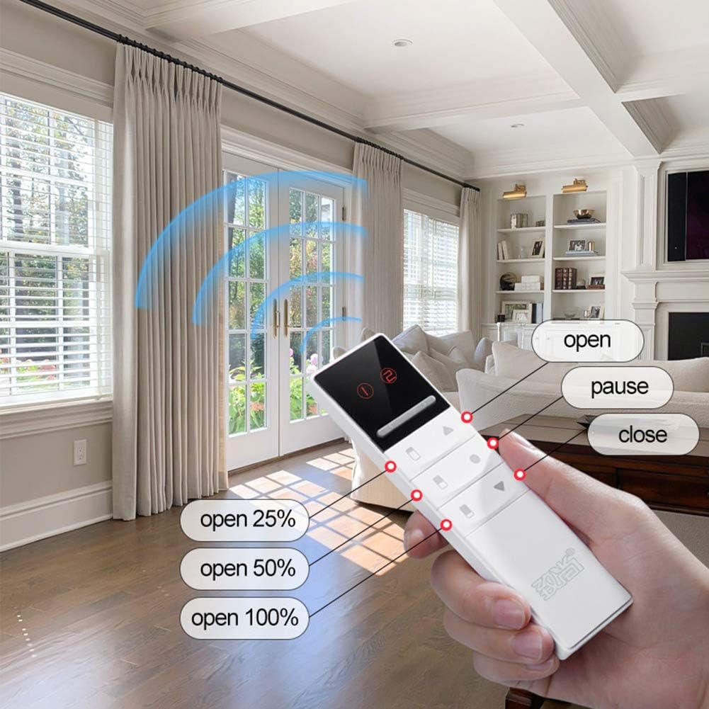 Motorized Curtain Rod System (Black) | Independent curtain control, optional Tuya smart motor for app and voice