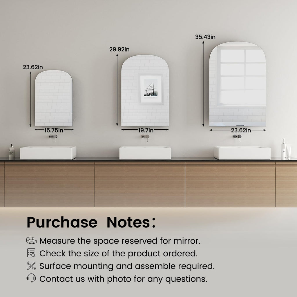 16x24 Inch Arched Bathroom Medicine Cabinet Mirror Storage