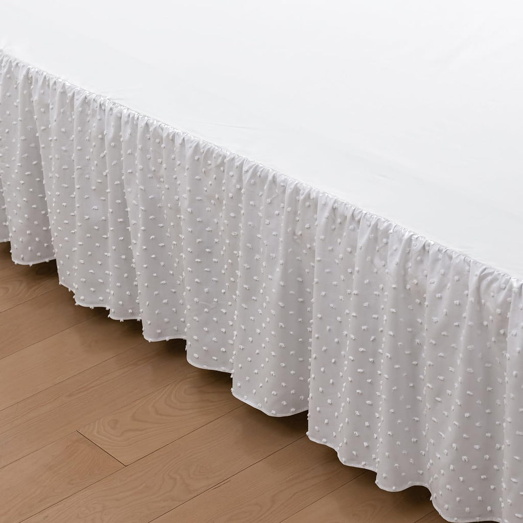 Tufted Dot Bed Skirt - Ruffled Bed Skirt with Split Corners