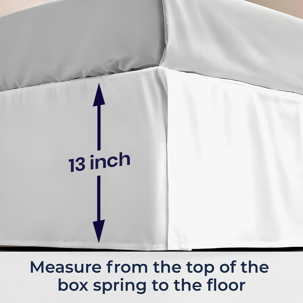 13 inch Drop Bed Skirt Full Size - Platform Style with Secure Fit, Classic Tailored Look, Elegant Pleated Style Dust
