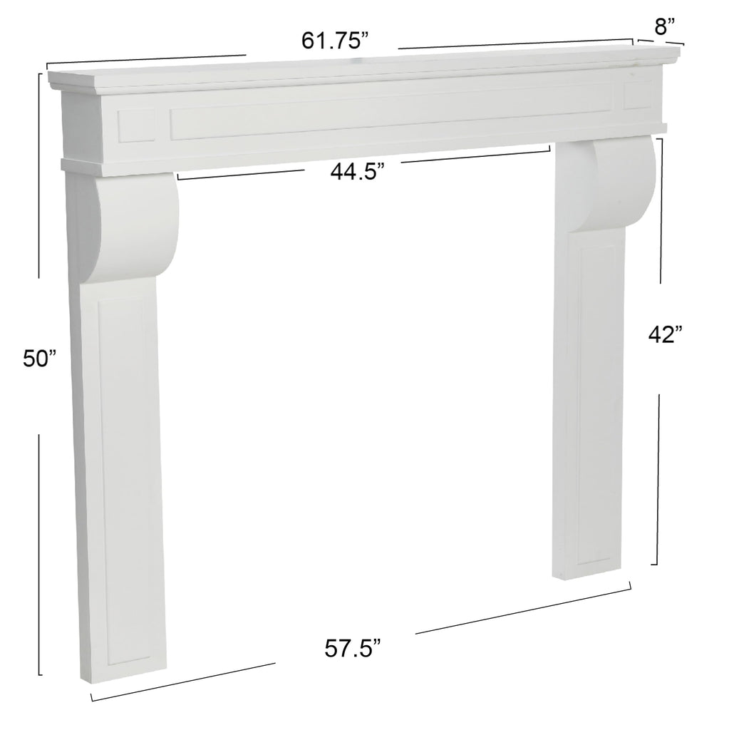Lodge Decorative Fireplace Mantel, Flat Paintable White