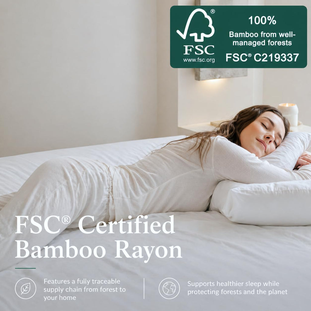 California King Bamboo Rayon Fitted Sheet with 2 Pillowcases, Soft