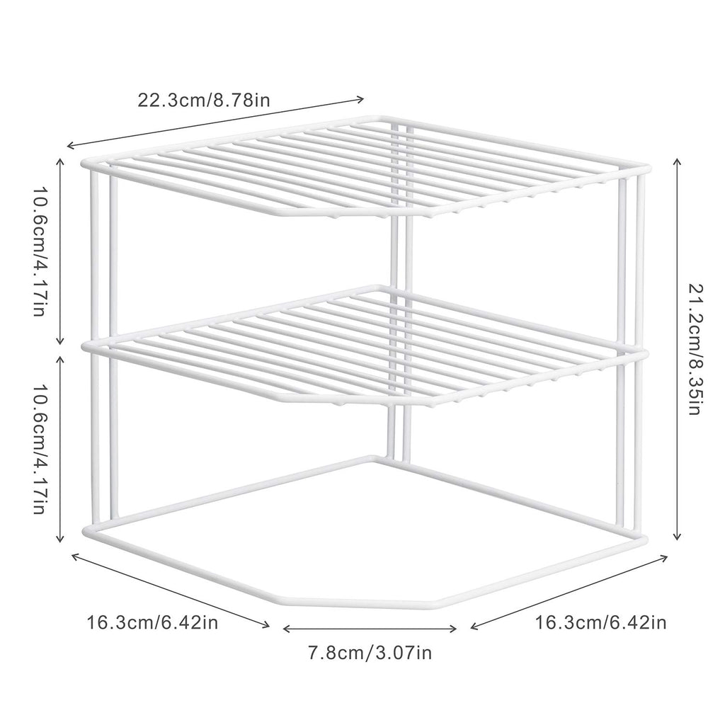 Kitchen Cupboard Organiser, 3 Tier White Corner Plate Rack Cupboard Storage - Cupboard Shelf Insert Organiser (Pack