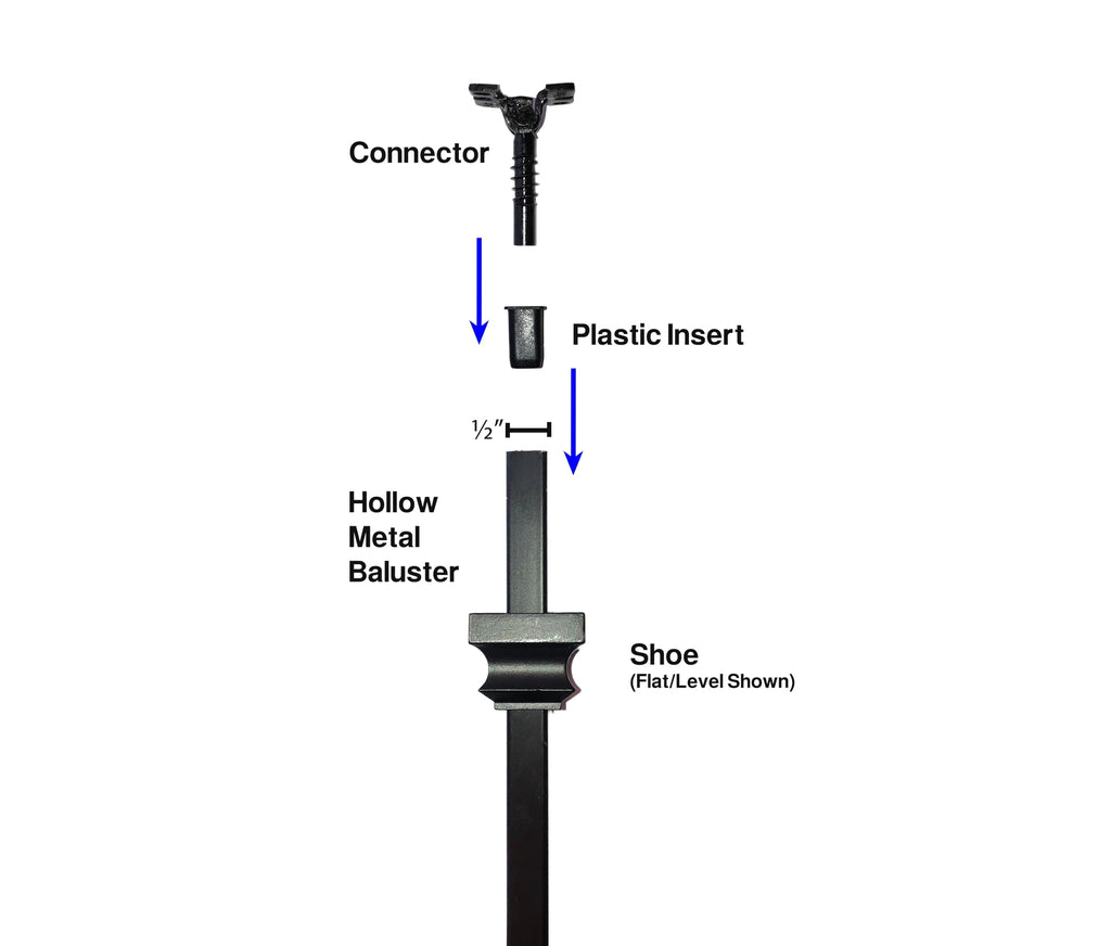 Adjustable Angle Connectors with Satin Black Shoes: 50 Connectors 50 Flat (for Installing 1/2" Metal Balusters)
