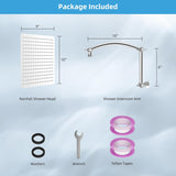 All Metal cUPC Certified Rain Shower Head, 10'' High Pressure Rainfall Showerhead with 16" Shower Head Extension Arm