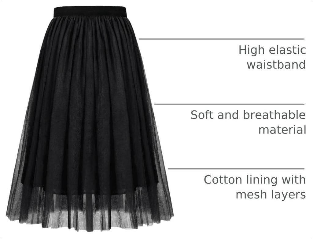 Girls Tulle Skirts A-line Mesh Skirt Long Tutu Skirts for Girls