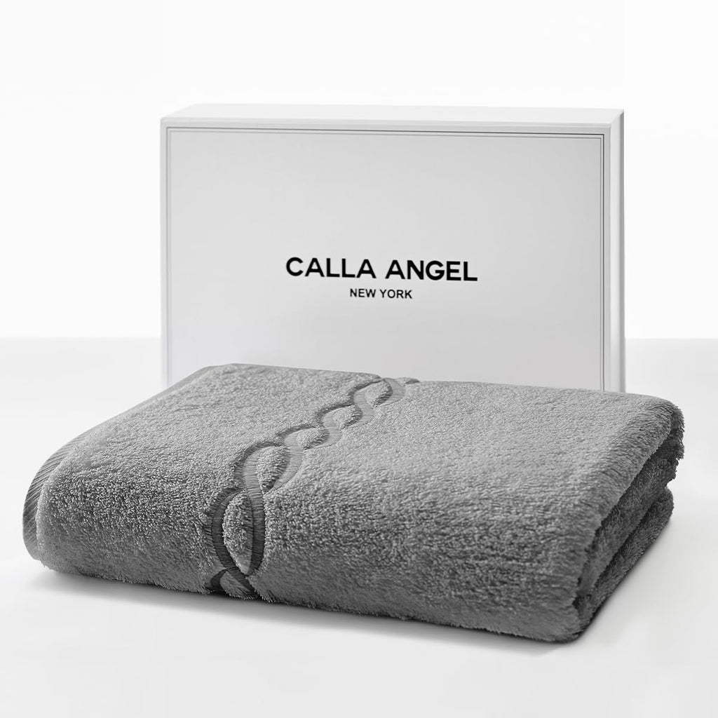 1000 Gram Grey Egyptian Cotton Oversize 63 x 31 Bath Towel, 1 Piece, Gray Towel Gray Chain
