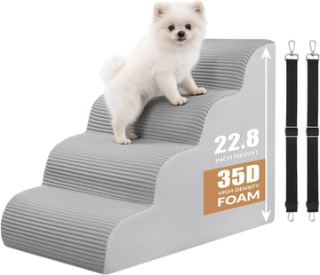 Dog Stairs for Bed Up to 24" H, Extra Height 22.8" 4-Step Pet Steps for Small Dogs and Cats, Non-Slip Sturdy Dog Ramp