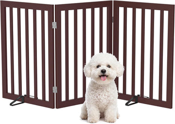 Dog Gate Indoor, Bamboo Freestanding Pet Gate, 24"H, Espresso