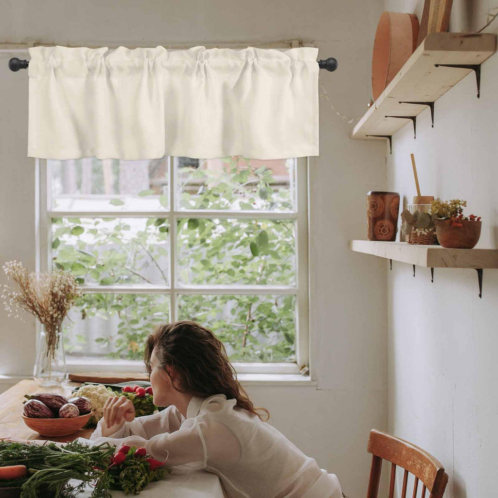 Camel Beige Valances Window Treatment Farmhouse Decor, Pastoral Solid Color Pure Beige Modern Rod Pocket Valance