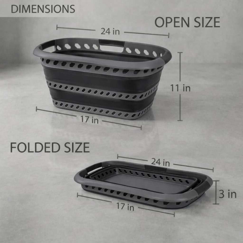 360 Collapsible Laundry Basket 40L | Portable | Space Saver Storage | Hold 2 Loads | Store Under the Bed or Closet |