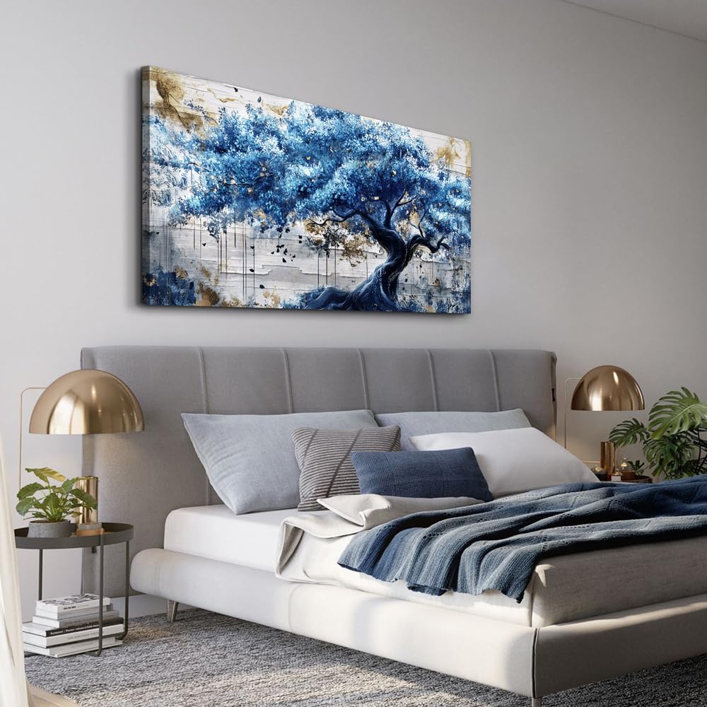 Blue Tree Wall Paintings Canvas Wall Art Large Wall Decor Office Decorations Farmhouse Abstract Watercolour Pictures