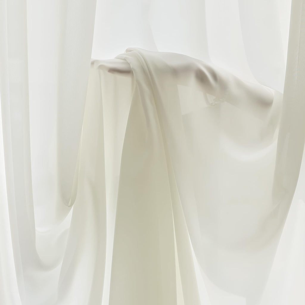 Cream Sheer Curtains, 96 Inch, Rod Pocket, 2 Panels