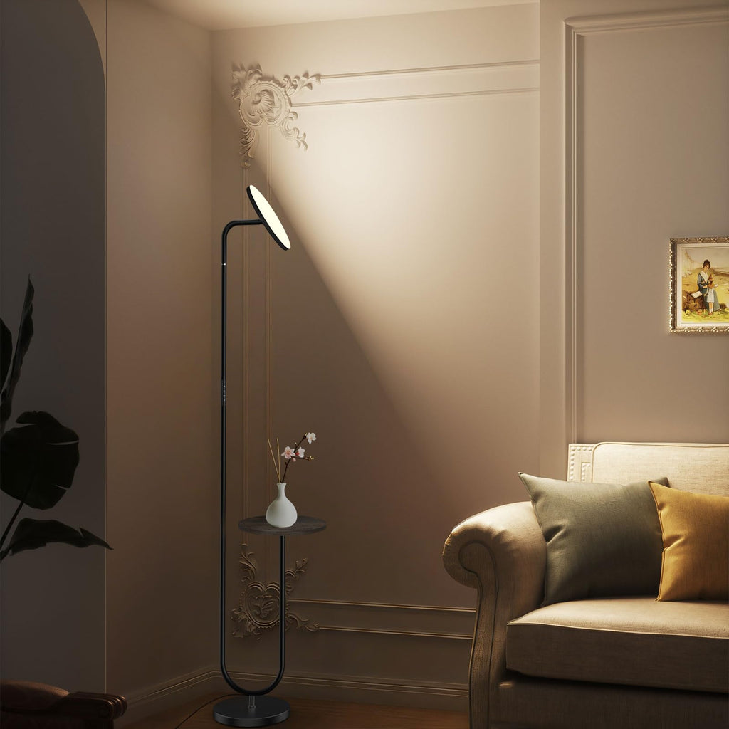 36W LED Floor Lamp with Table, Super Bright Standing Lamp, Modern Stepless Dimmable Torchiere Tall Lamp with Remote