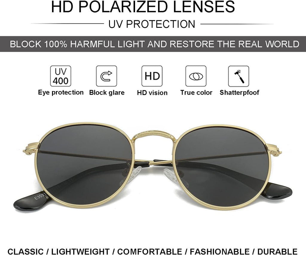 Kids Polarized Sunglasses Classic Metal Frame for Baby Boys Girls