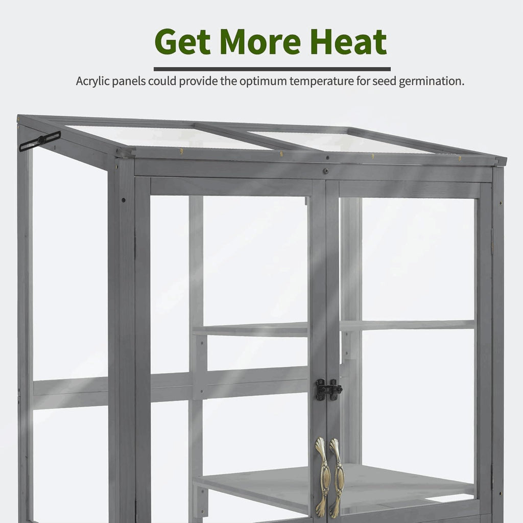 Macrout Cold Frame Greenhouse, Tall Wooden Greenhouse for Outdoor Indoor Use with Polycarbonate Panels, 3 Tier Garden