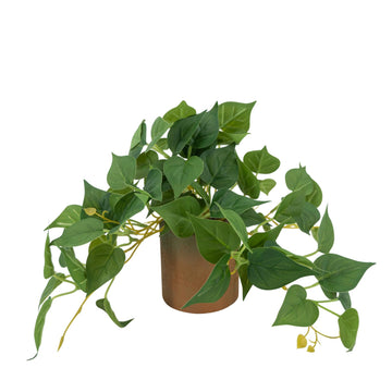 Artificial Plant Indoor Fake Pothos with Pulp Pot, Fuax Potted Plant, Desk, Shelf, Living Room, Bedroom&Balcony