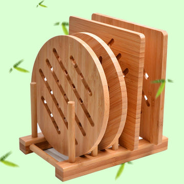 Bamboo Trivet Kitchen Bamboo Hot Pads Trivet Natural Bamboo Trivet Mat Set for Hot Dishes/Pot/Bowl/Teapot/Hot Pot