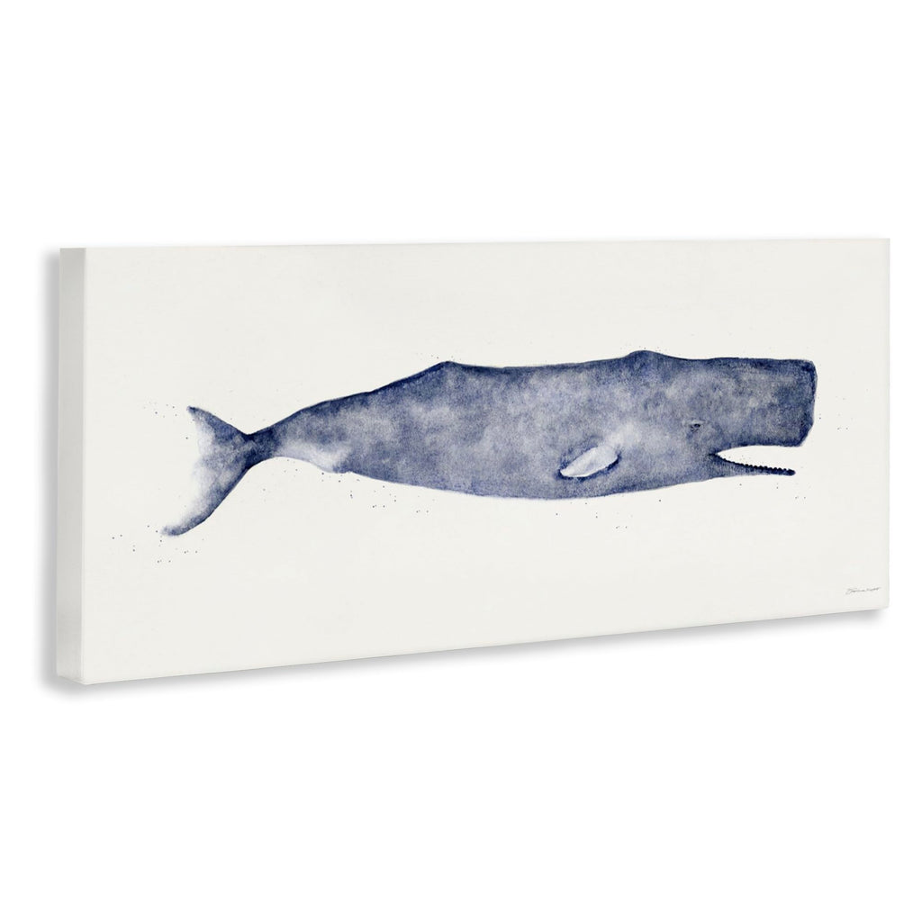 Classic Whale Watercolor, 17 x 40 Inch Canvas Wall Art