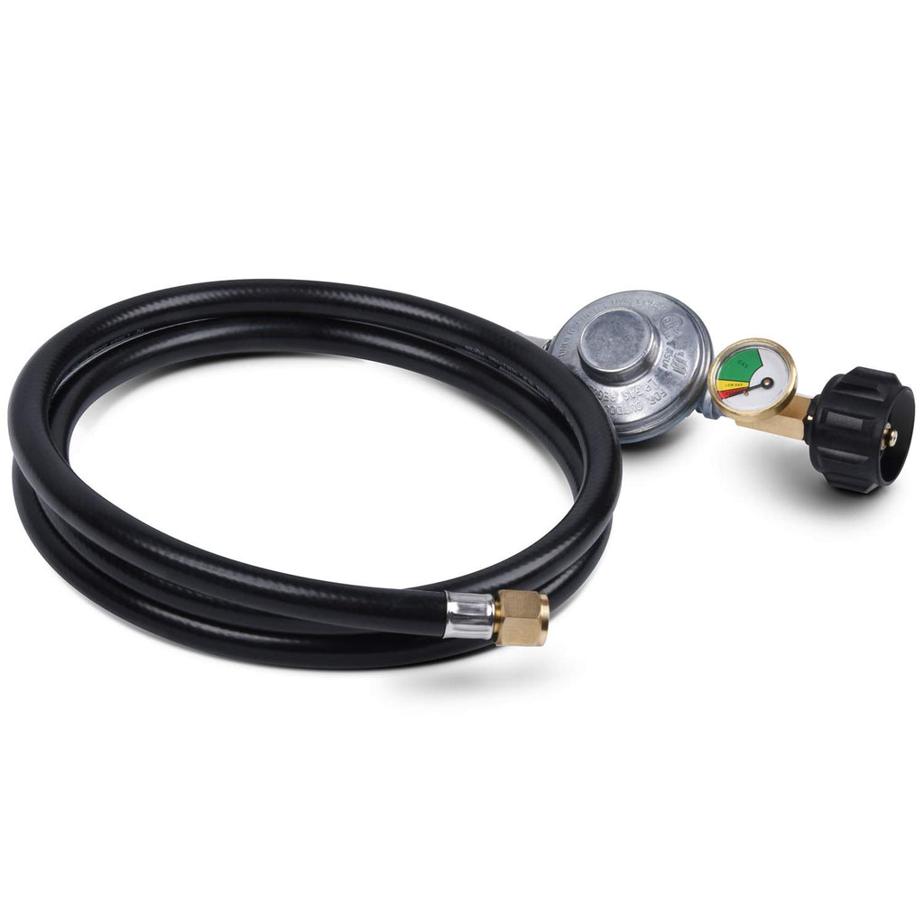 6FT Propane Regulator with Hose, Gas Grill Regulator and Gauge for Most LP Gas Grill, Heater and Fire Pit Table