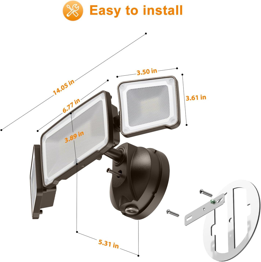 LED Outdoor Flood Lights 3500LM 35W Security Light Dusk to Dawn | 5500K White Light, IP65 Waterproof, Hardwired, Easy