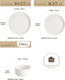 12 Pieces Porcelain Dinnerware Set, Modern White Dish Set for 4, Premium Serving Plates and Bowls Sets