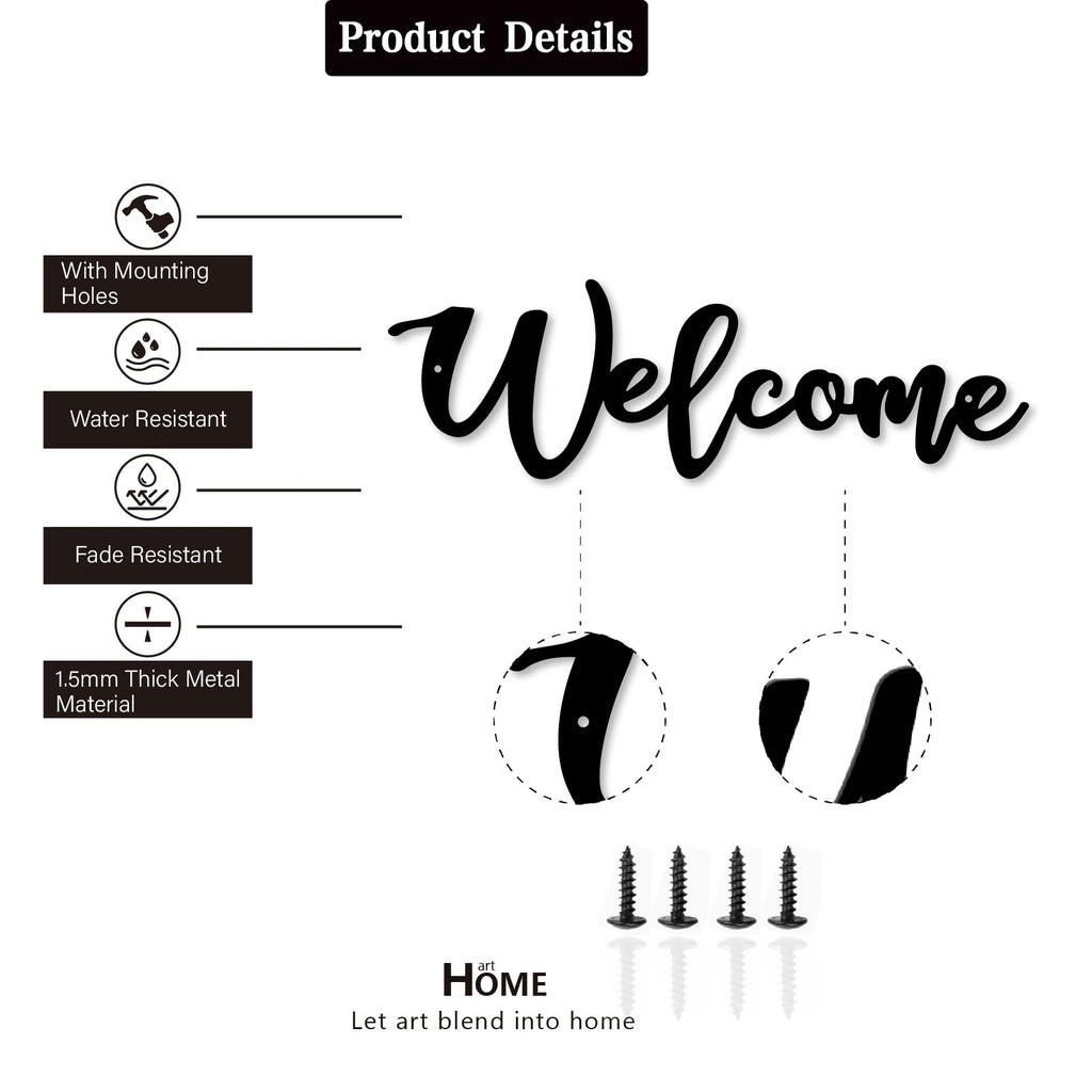 Welcome Metal Sign, Welcome Wall Decor, Welcome Signs Wall Art, Welcome Cutout Letters Hanging Decor