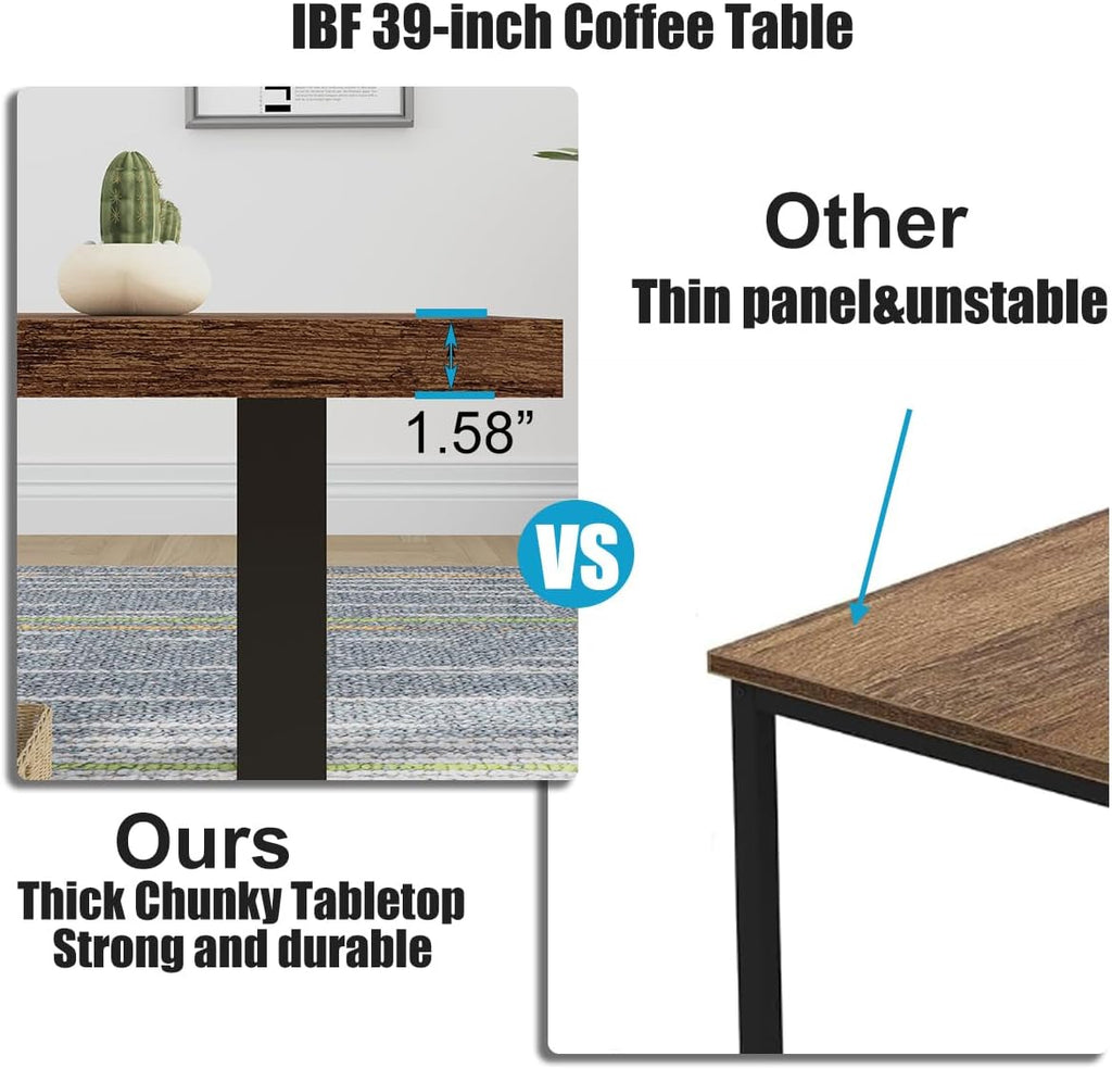 Rustic Coffee Table, Industrial Simple Wooden Living Room Table, Modern Minimalist Farmhouse Rectangle Center Table