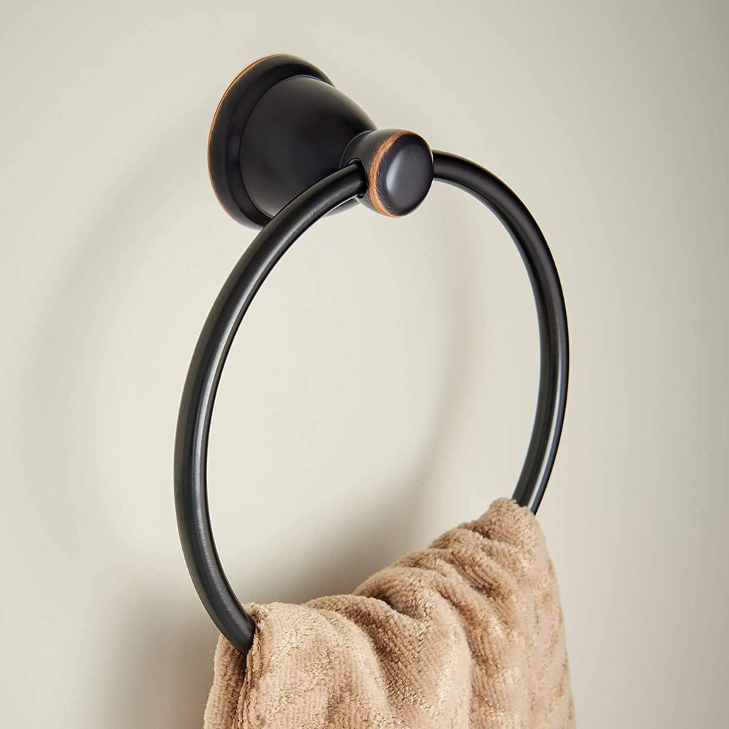 3-Piece Oil Rubbed Bronze Bathroom Set Towel Rack, Ring, Toilet Paper Holder| Kinla Bath Accessories