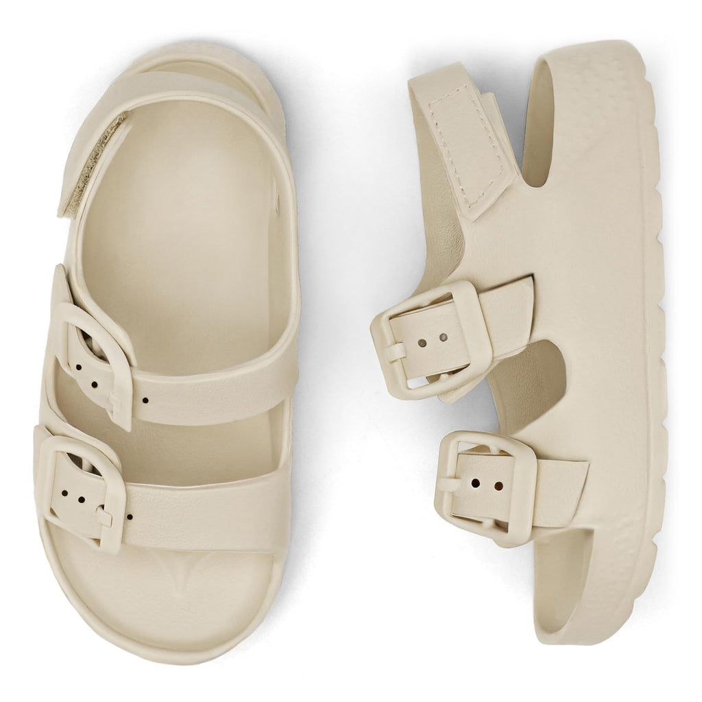 Toddler Boys Girls Double Buckle Sandals Children's Adjustable Back Strap Water Sandal, Beige, 6 Toddler