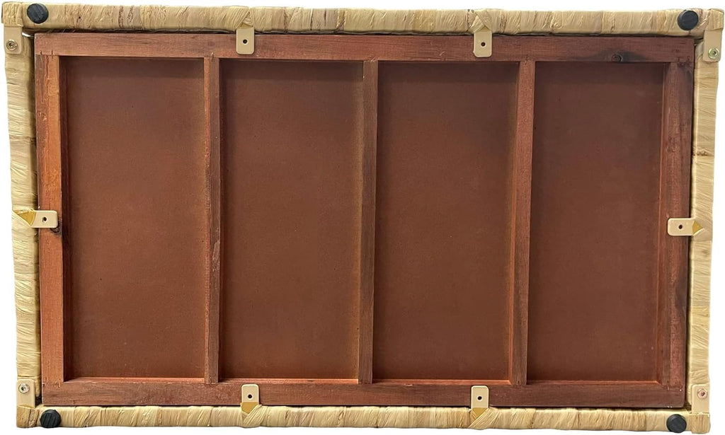 Water Hyacinth Wicker Storage Trunk, Natural, 30x17.5x17.5 Inches | Safety Hinge, Metal Frame, Decorative Blanket