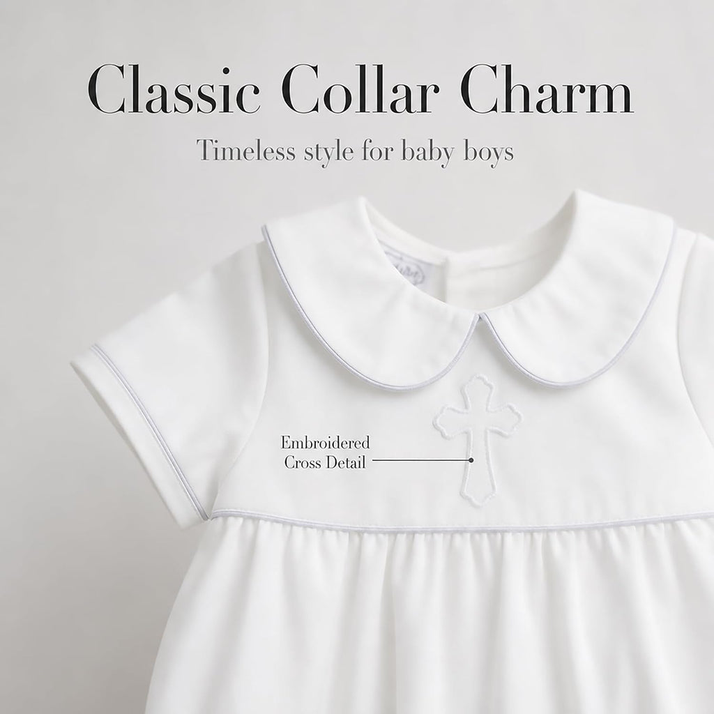 Baby Boys Heirloom Baptism Bubble Romper, Christening Outfit