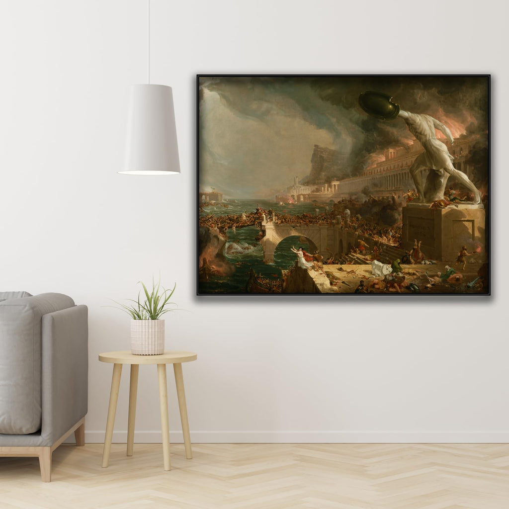 Thomas Cole Canvas Wall Art - The Course of Empire Destruction Poster - Fine Art Prints - Classic Painting Modern