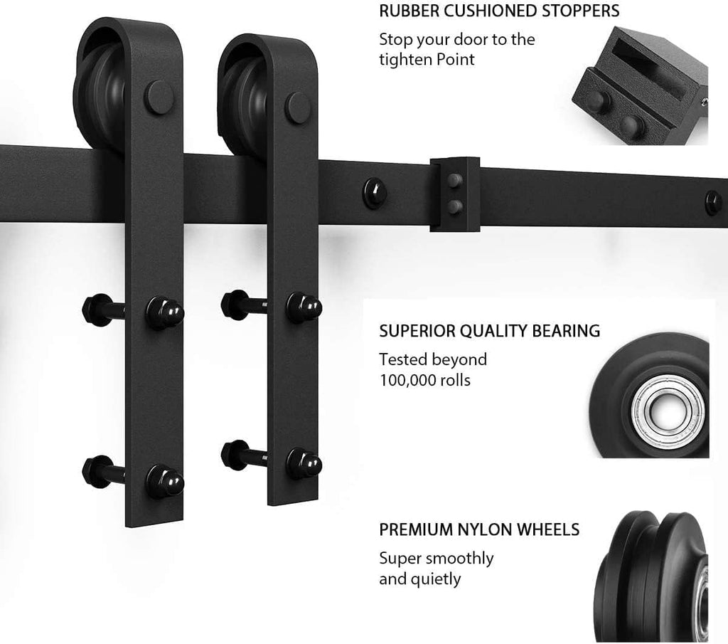 38 x 84 in Glass Barn Door with 6.6FT Sliding Hardware Kit & Handle, Pre-Drilled Ready to Assemble, 