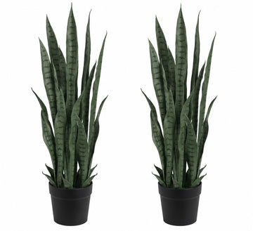 2 Pack Fake Snake Plant 3ft Tall Faux Sansevieria, 24 PVC Lifelike Leaves, Faux Sansevieria for Indoor Home & Garden