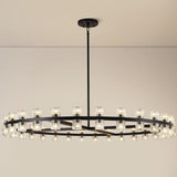 Modern Crystal Chandeliers 60in Large Black Round Chandelier, Chandeliers for Dining Room, K9 Crystal Wagon Wheel Chandelier for Living Room,High Ceiling,Foyer,Entryway,Staircase(60xG4 Bulbs Included) A117-B0F6T3PK33