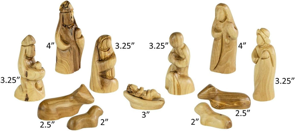 Olive Wood Nativity Set from Bethlehem - Intricately Hand Carved Wooden Nativity Set from the Holy Land with Small