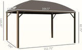 10' x 14' Hardtop Gazebo Canopy with Galvanized Steel Roof, Aluminum Outdoor Pavilion Gazebo with Top Hook, Netting