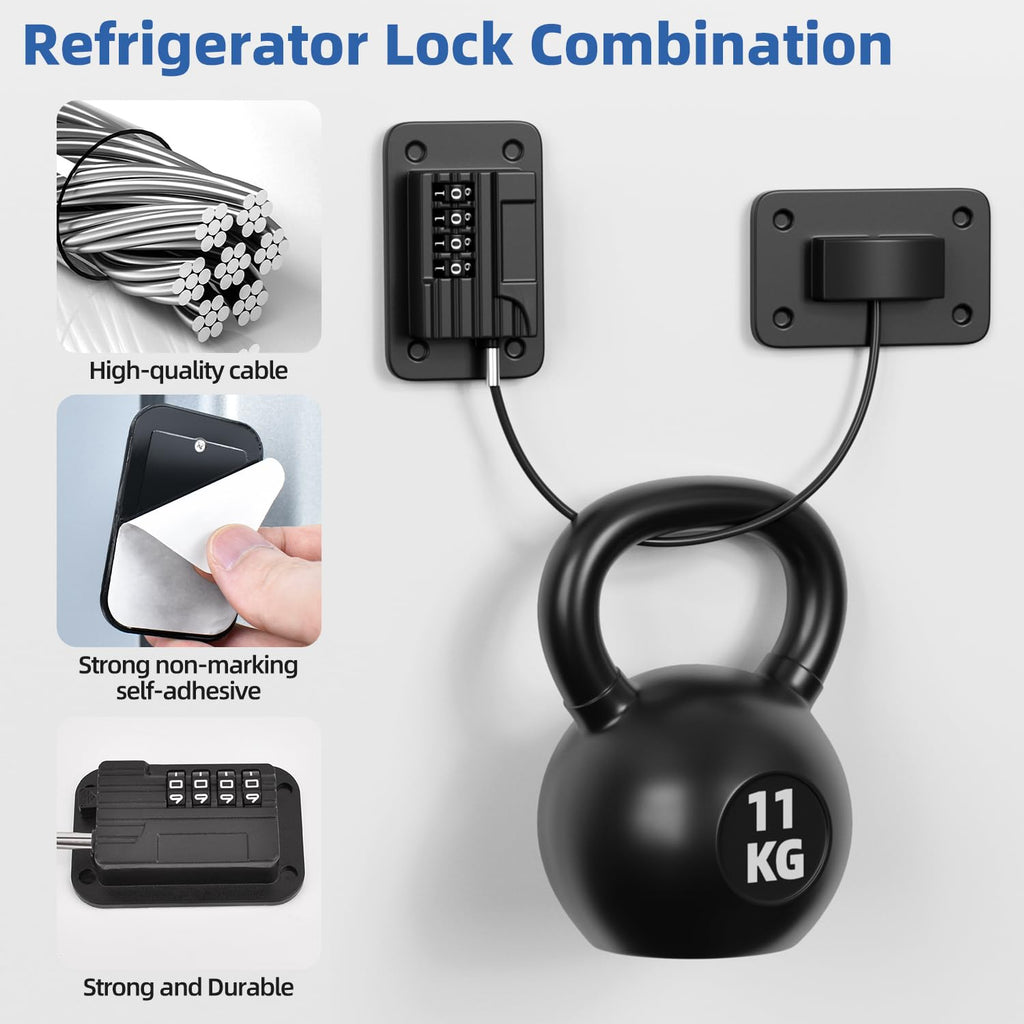 Refrigerator Lock, Heavy Duty Fridge Locks for Kids, Freezer Lock with Combination for Refrigerator Drawer Cabinet
