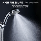 High Pressure Shower Head with Handheld Spray 6 Settings Hand Held Shower Head with On Off Switch and Spa Spray Mode