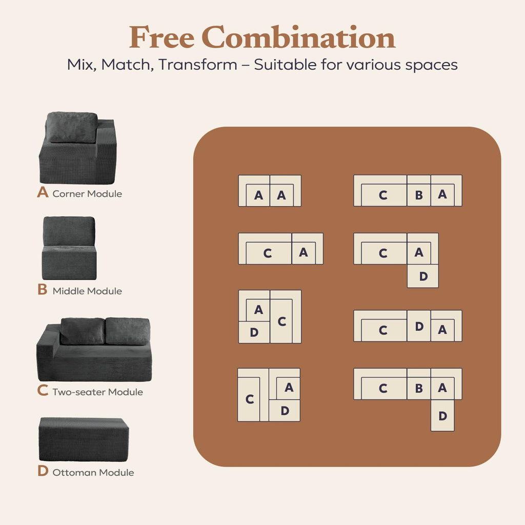 136" Cloud Sectional Couch, Left/Right Facing Convertible Sofa with Deep Seat, L-Shape Modular Upholstered Foam Couch