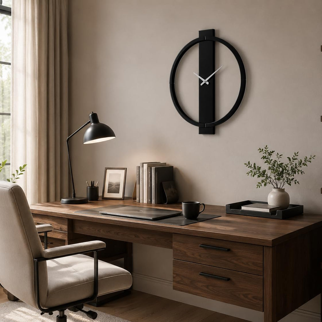Black Mirror Wall Clock, 24"x27" Modern Clock Wall Decor