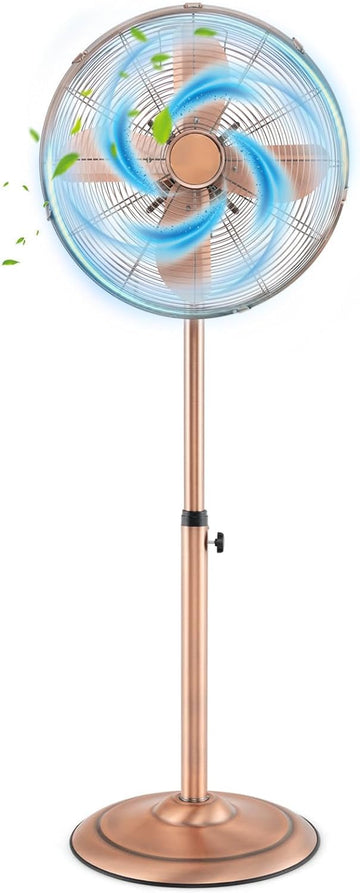 Pedestal Fan, 16'' Oscillating Fan with 3 Speed, Wide Spead, Adjustable Height & Angle, Low Noise Floor Fan w/ 75°