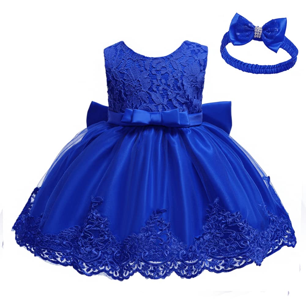 Baby Girls Christmas Baptism Easter Dresses Little Kid Birthday Pageant Party Formal Tutu Prom Frock (Sapphire