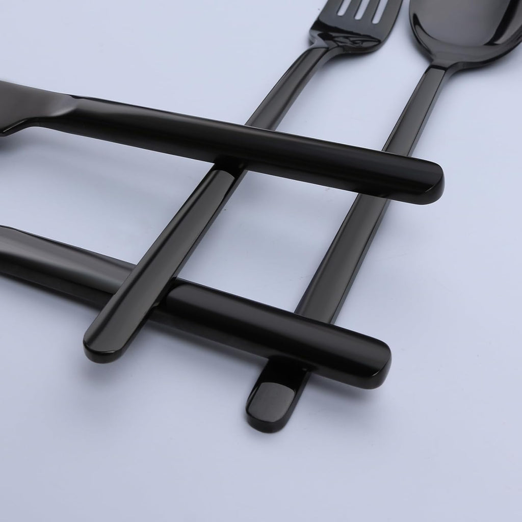 Black Silverware Set, 30-Piece Flatware Set for 6, 18/10 Stainless steel Cutlery Set