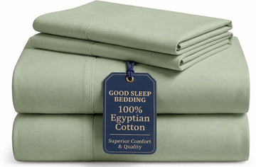 100% Egyptian Cotton Full XL Sheet Set, 4 Piece, Silky Sateen Weave Full XL Sheet Set, Ultra-Soft & Durable Hotel